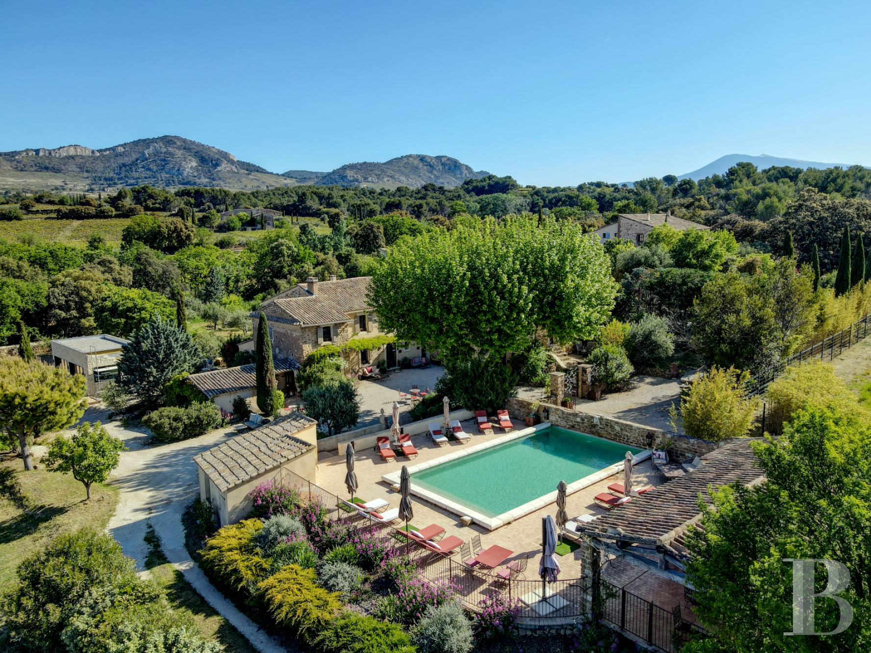 Dans le Vaucluse, aux environs de Beaumes-de-Venise,  une ancienne ferme du 18e siècle bordée de vignes - photo  n°4