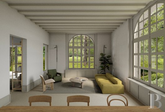 ile-de-france - A flat designed by Ciguë studios in a 1920s villa on a 2.5-hectare commonhold  property, with access to the Fontainebleau forest, in Barbizon