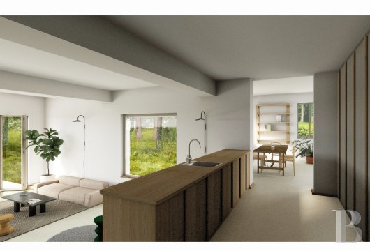 ile-de-france - A garden-level villa designed by Ciguë studios in a 1920s dwelling  on a 2.5-hectare commonhold property, with access to the Fontainebleau forest, in Barbizon