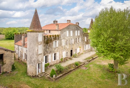 aquitaine - À 1 h 30 de Bordeaux et 5 min de l'une des plus belles bastides du Sud-Ouest, un château du 17e s., remanié aux 18e et 19e s., ses dépendances et ses prairies