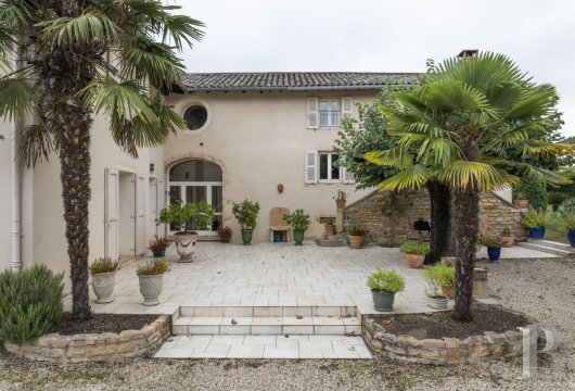 burgundy - A winemaker’s dwelling from 1850, its vaulted cellar and  enclosed tree-filled grounds, in the Saône River valley, not far from Mâcon