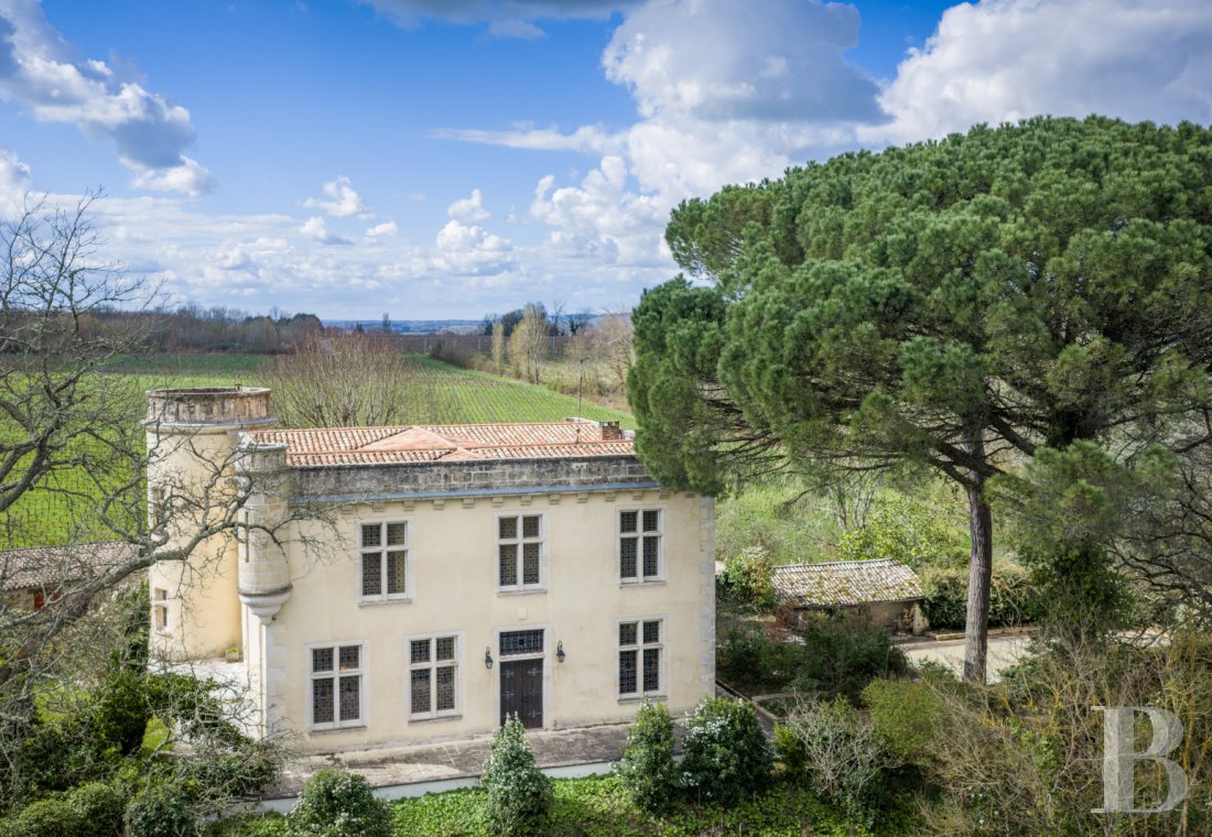 châteaux &agrave; vendre - aquitaine - Dans un petit village de Gironde, au pied de la Dordogne,  une tour médiévale et son logis, avec piscine et dépendances à rénover