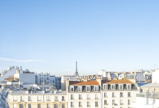 paris - Quartier Convention, un appartement au dernier étage d'un immeuble moderne,  avec ses trois chambres et sa vue imprenable sur la tour Eiffel
