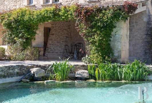 À 25 min de l’Isle-sur-la-Sorgue, dans la campagne du Luberon, un mas entièrement rénové et son jardin de 3 ha avec piscine