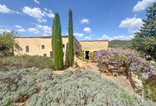 paca - Dans un village médiéval du parc naturel régional du Verdon, 

 une maison en pierre avec jardin en restanques et vue dominante 